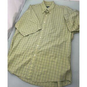 Gitman Bros Shirt Mens Large L Short Sleeve Button Up Green Plaid Pocket